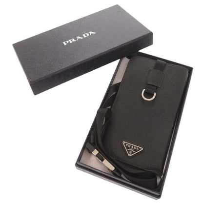 Prada Triangle Logo Saffiano Black Phone Case Neck — view 2