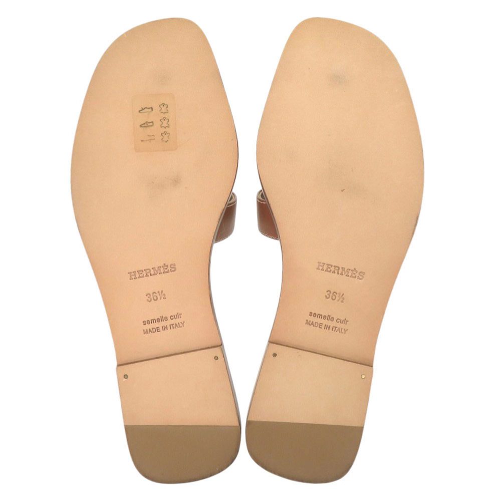 Hermes Oran 36.5 Leather Brown Sandals — view 5