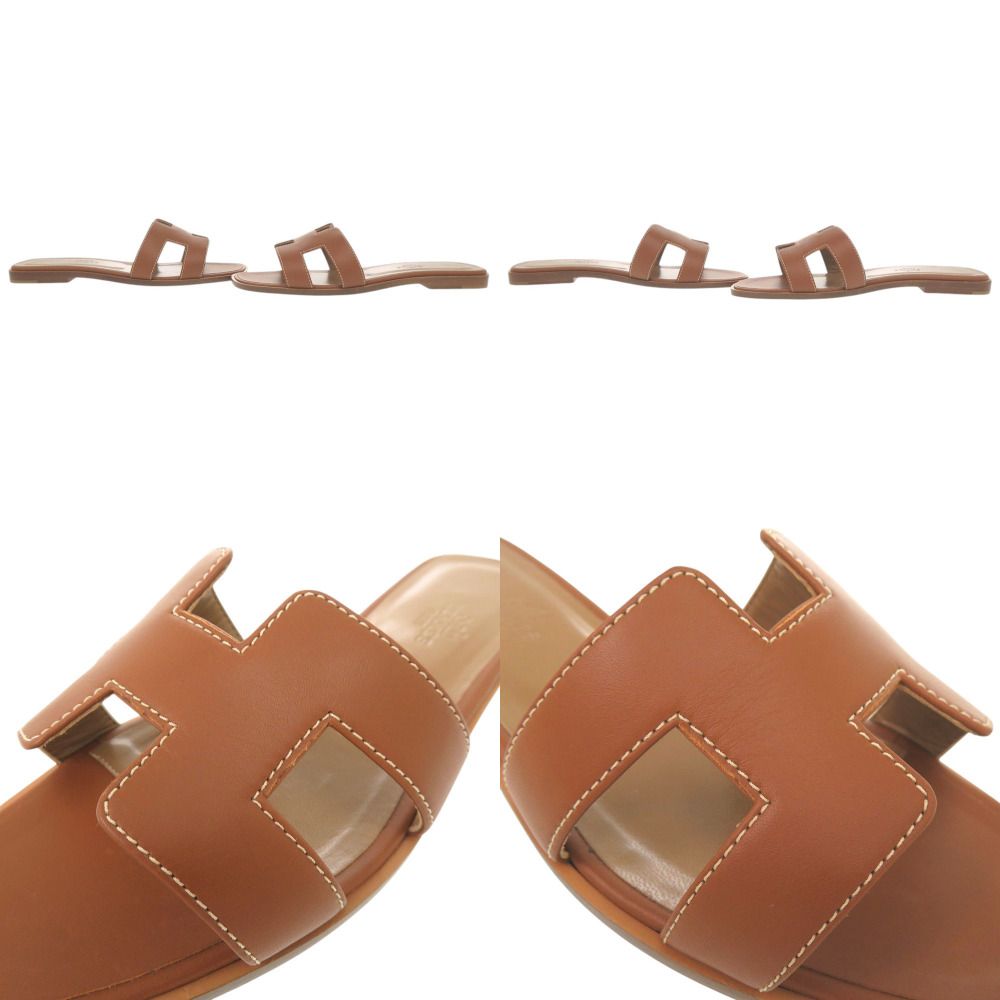 Hermes Oran 36.5 Leather Brown Sandals — view 7