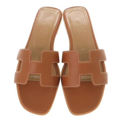 Hermes Oran 36.5 Leather Brown Sandals — view 3