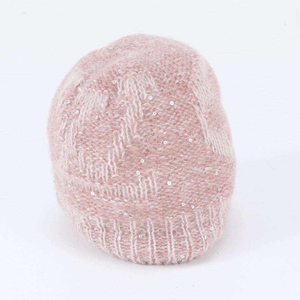 Louis Vuitton Tag Monogram Glitter Beanie Mohair Hat Knit Cap Pink — view 4