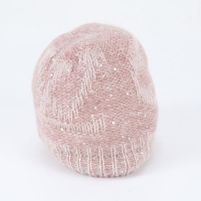 Louis Vuitton Tag Monogram Glitter Beanie Mohair Hat Knit Cap Pink — view 4