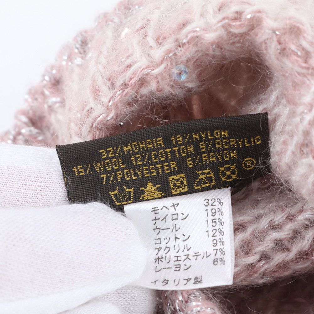 Louis Vuitton Tag Monogram Glitter Beanie Mohair Hat Knit Cap Pink — view 9