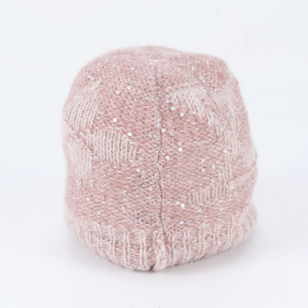 Louis Vuitton Tag Monogram Glitter Beanie Mohair Hat Knit Cap Pink — view 3