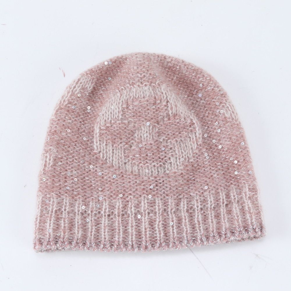 Louis Vuitton Tag Monogram Glitter Beanie Mohair Hat Knit Cap Pink — view 5