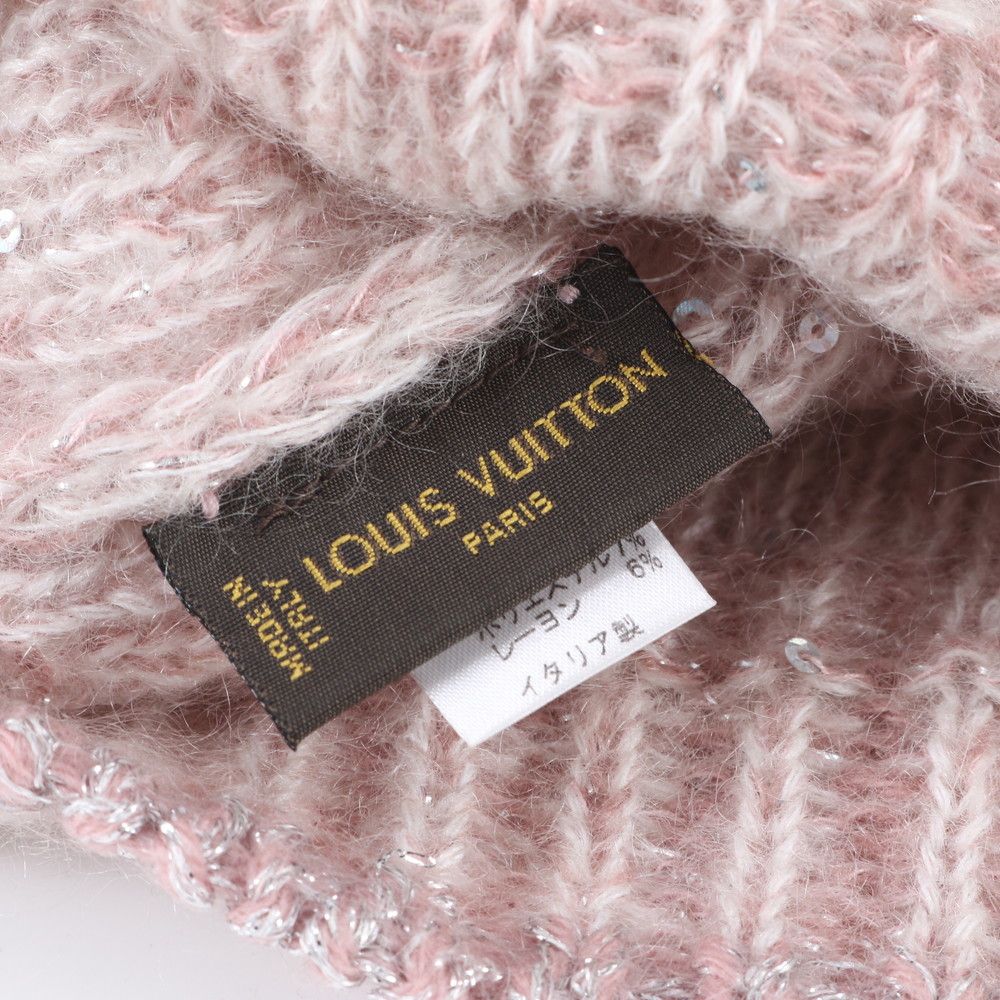 Louis Vuitton Tag Monogram Glitter Beanie Mohair Hat Knit Cap Pink — view 8