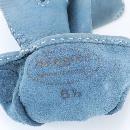 Hermes Series Lambskin Leather Gloves 6.5 Blue — view 4