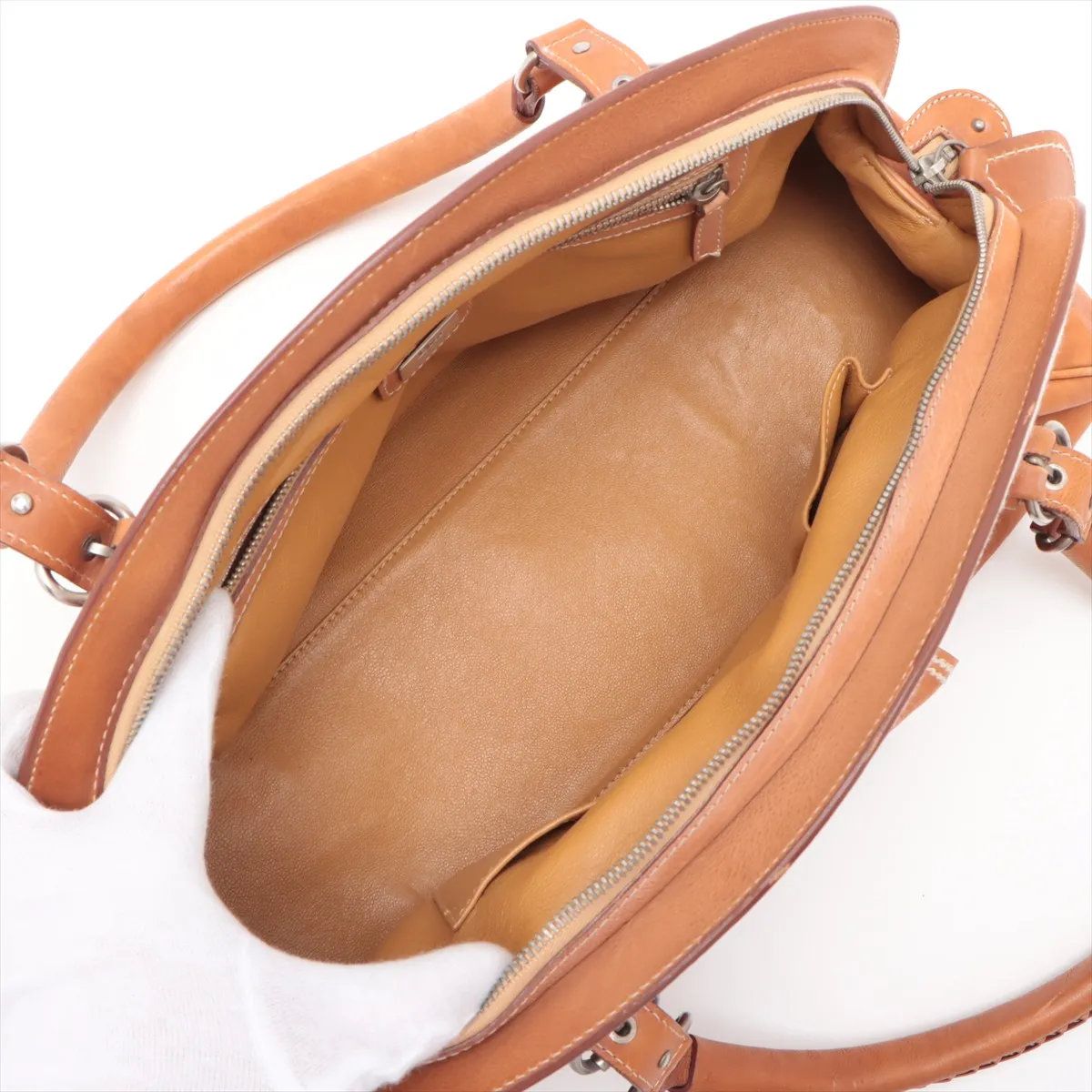 Dior Daimaru 290 Years Leather Handbag Tote Brown — view 7