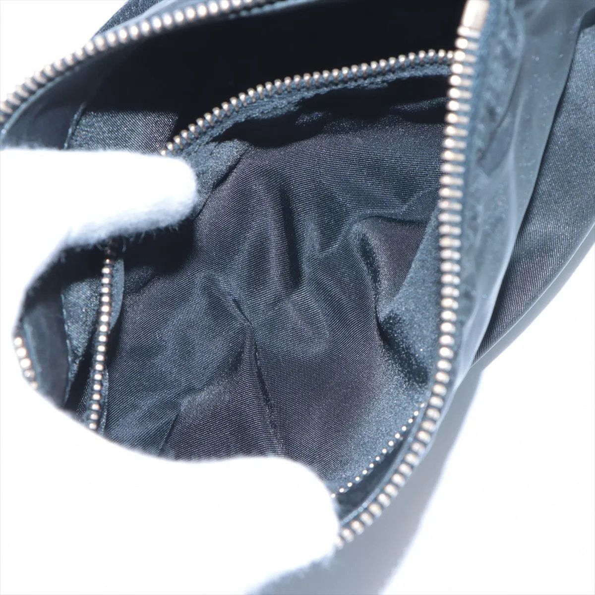 Prada Tessuto Nylon Triangle Logo Leather Handbag Tote Black — view 8