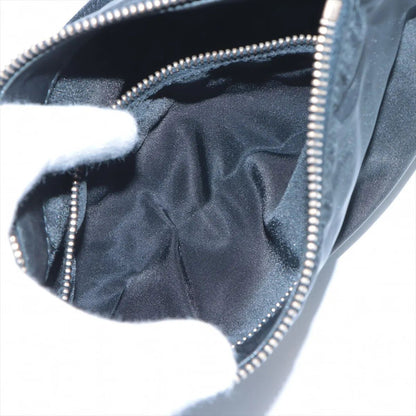 Prada Tessuto Nylon Triangle Logo Leather Handbag Tote Black — view 8