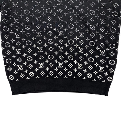 Louis Vuitton Sweater Monogram Degrade Cru Neck Knit Uso M Cotton Black White — view 4