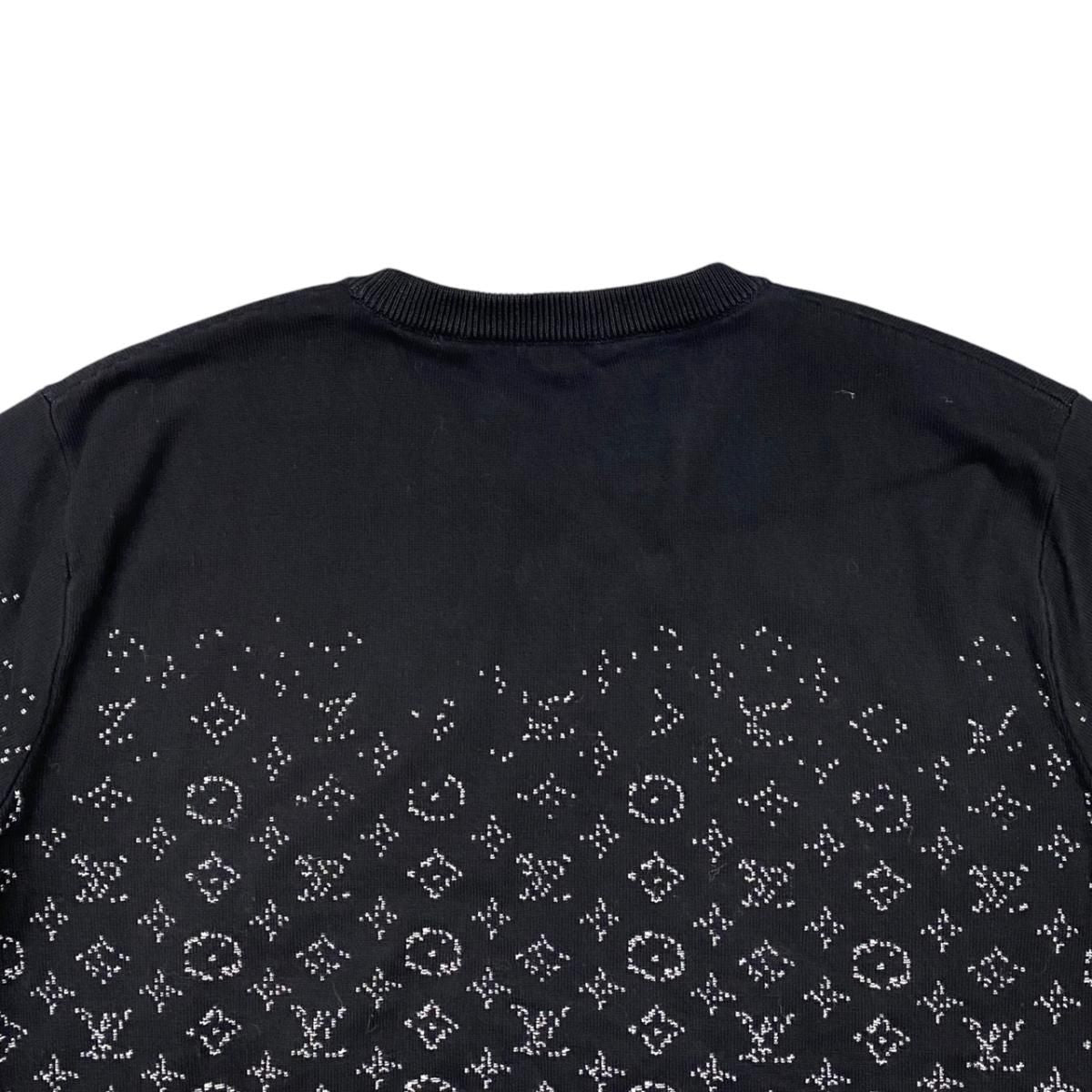 Louis Vuitton Sweater Monogram Degrade Cru Neck Knit Uso M Cotton Black White — view 5
