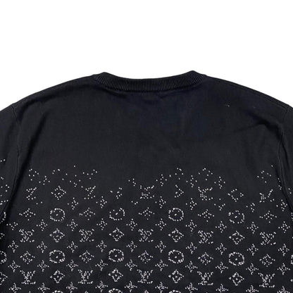 Louis Vuitton Sweater Monogram Degrade Cru Neck Knit Uso M Cotton Black White — view 5