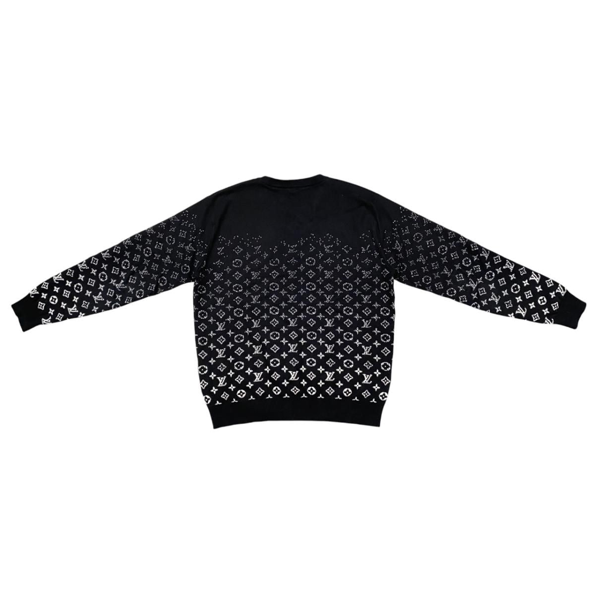 Louis Vuitton Sweater Monogram Degrade Cru Neck Knit Uso M Cotton Black White — view 2
