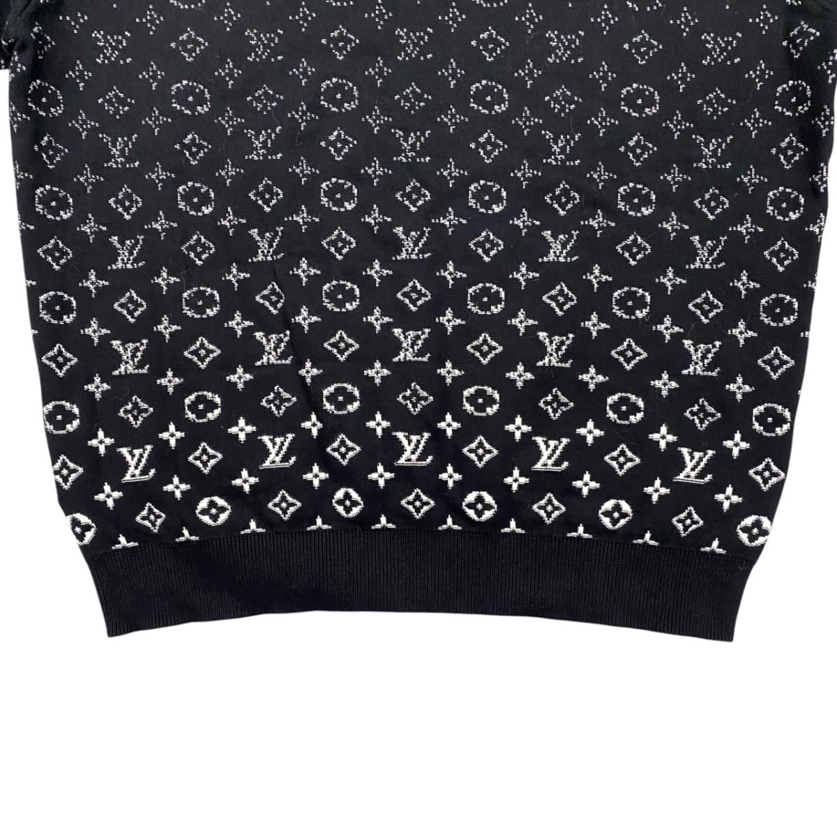 Louis Vuitton Sweater Monogram Degrade Cru Neck Knit Uso M Cotton Black White — view 6
