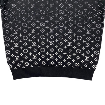 Louis Vuitton Sweater Monogram Degrade Cru Neck Knit Uso M Cotton Black White — view 6