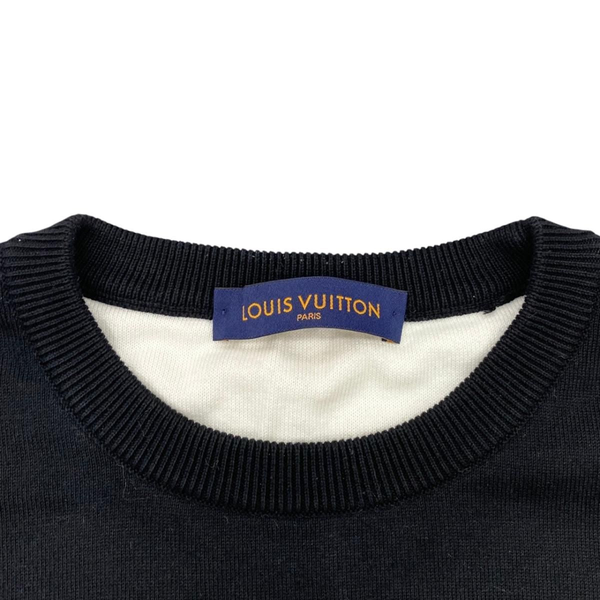 Louis Vuitton Sweater Monogram Degrade Cru Neck Knit Uso M Cotton Black White — view 7