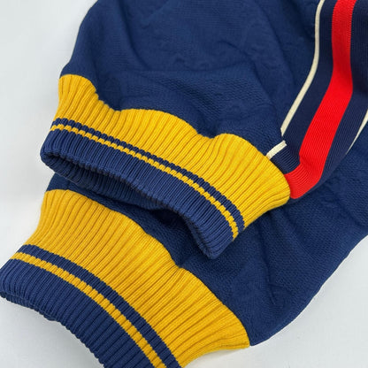 Gucci Navy Yellow GG Logo Jacquard Track Pants — view 8