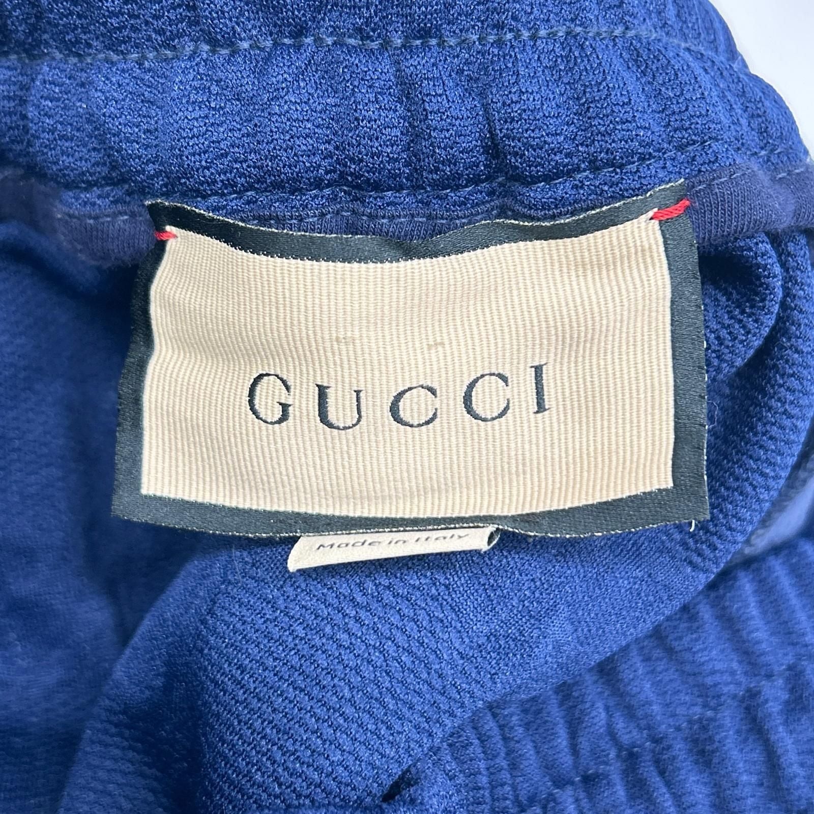 Gucci Navy Yellow GG Logo Jacquard Track Pants — view 3