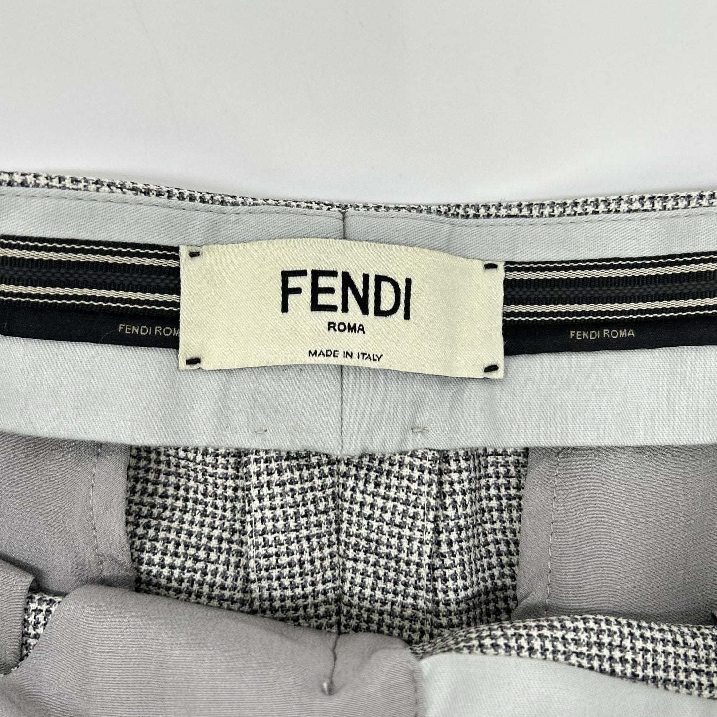 Fendi White Black Check Barrel Rec Pants 40 — view 3
