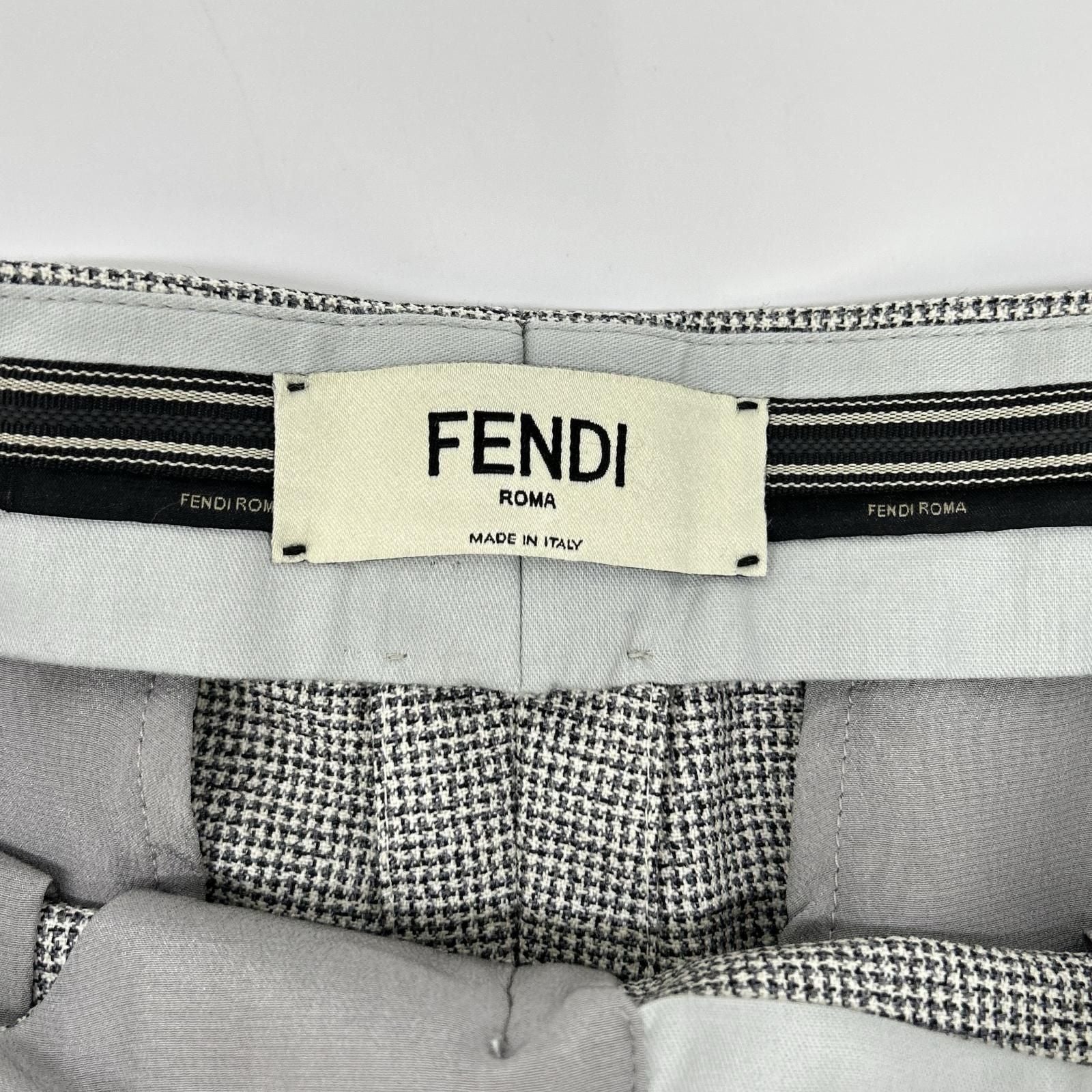 Fendi White Black Check Barrel Rec Pants 40 — view 3