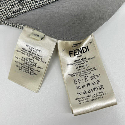 Fendi White Black Check Barrel Rec Pants 40 — view 4