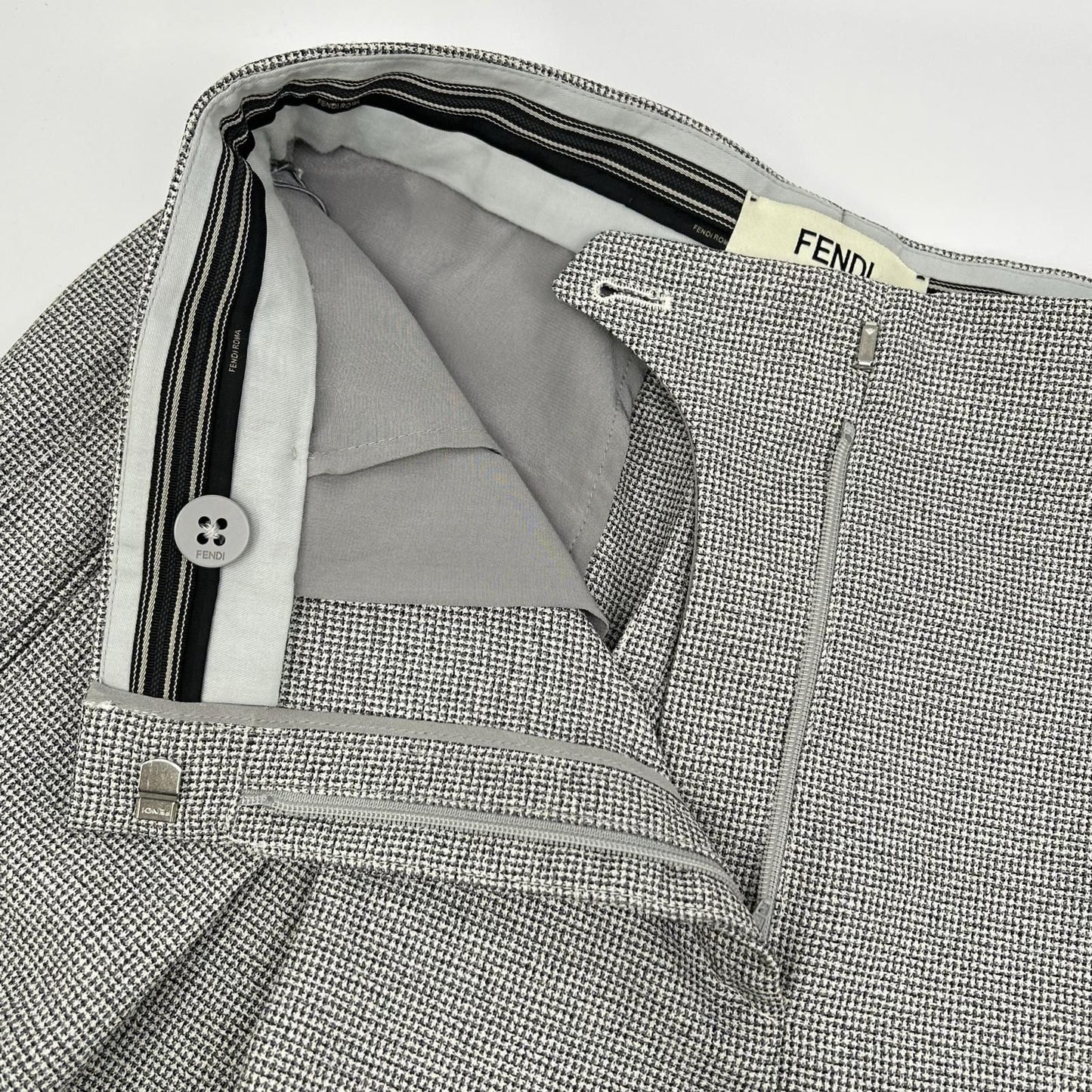 Fendi White Black Check Barrel Rec Pants 40 — view 6