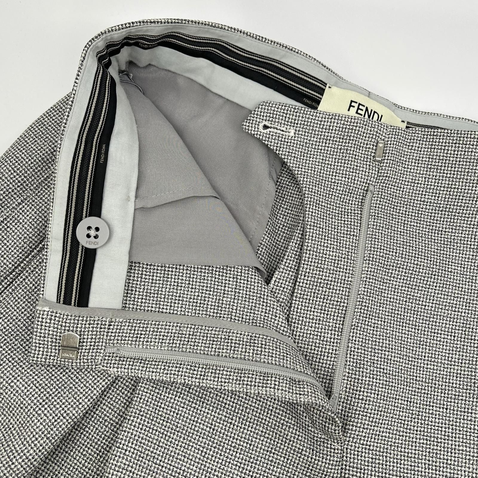Fendi White Black Check Barrel Rec Pants 40 — view 6