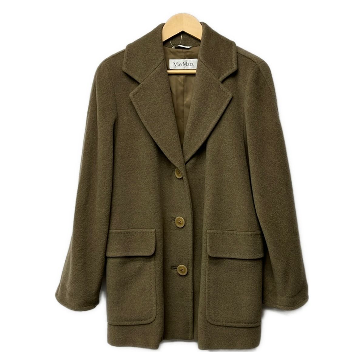Max Mara Coat I 36 Gray Beige Long Sleeve Autumn Winter