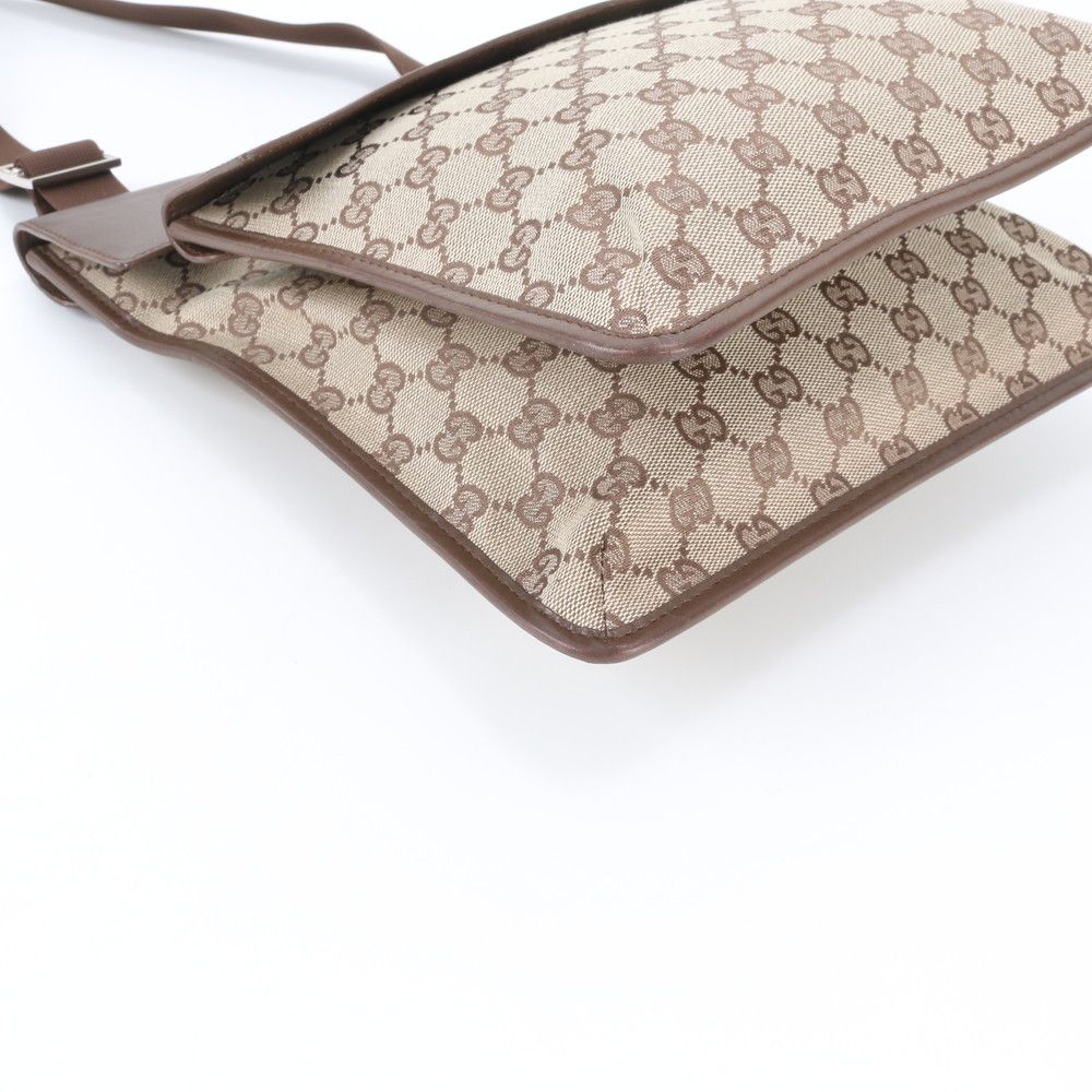 Gucci GG Canvas 019 Leather Shoulder Bag Crossbody Messenger Brown — view 4
