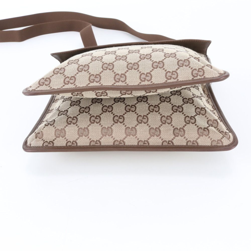 Gucci GG Canvas 019 Leather Shoulder Bag Crossbody Messenger Brown — view 6