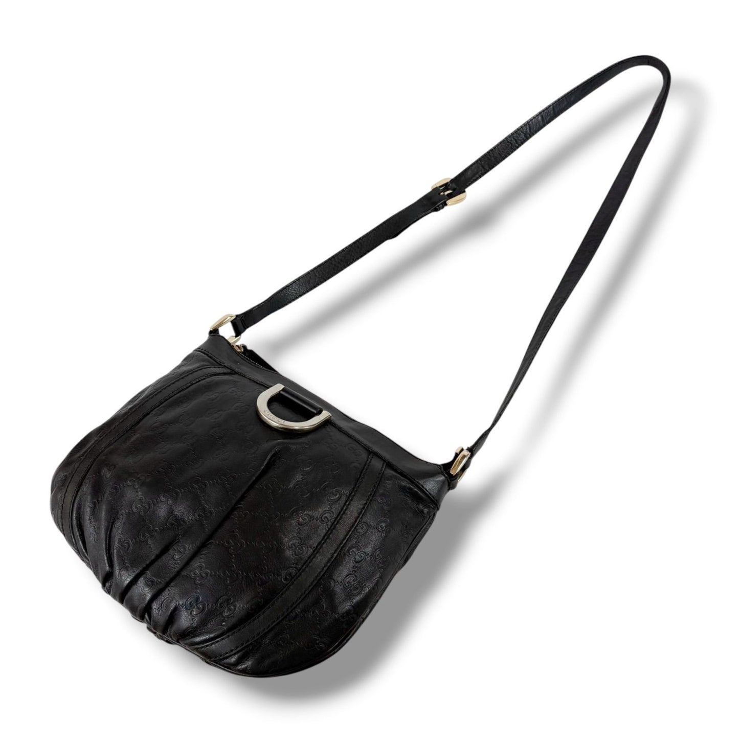 Gucci Abbey Line Cross Belt Bag Guccissima Leather Black — view 2