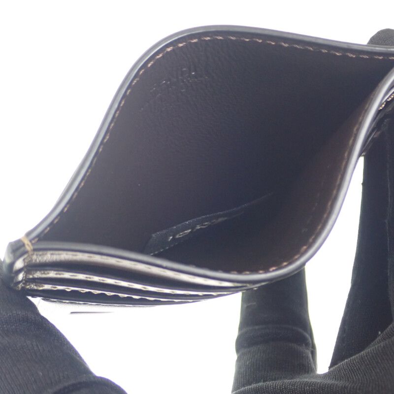 Fendi FF Diamond Card Case Leather Brown Gold SA — view 5
