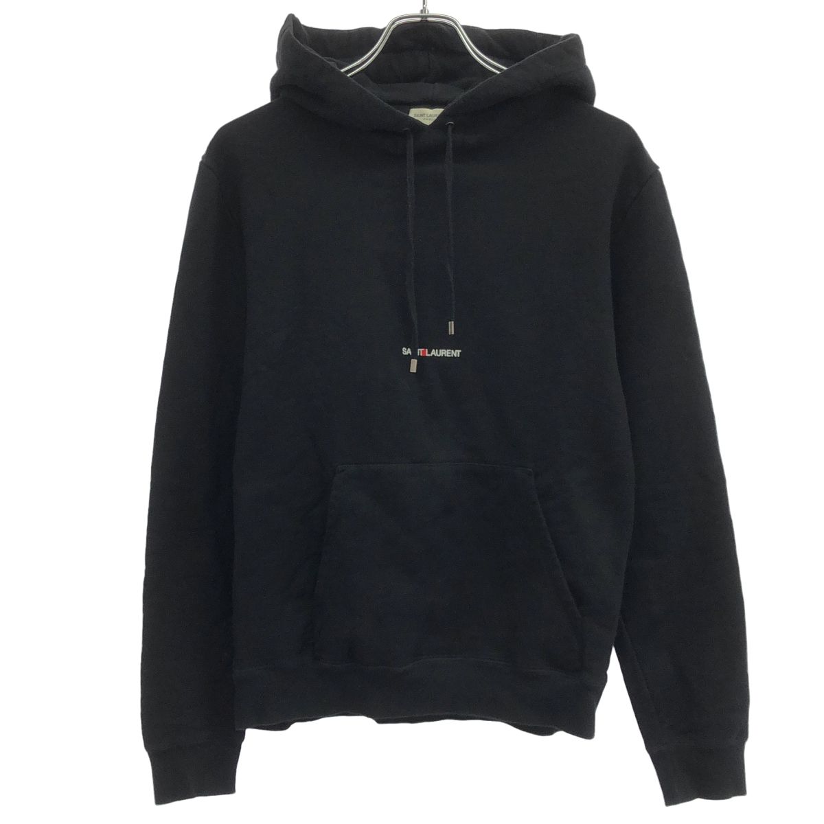 Saint Laurent Paris Logo Print Pullover Sweatshirt Hoodie Black