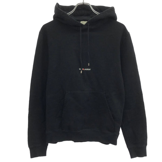 Saint Laurent Paris Logo Print Pullover Sweatshirt Hoodie Black