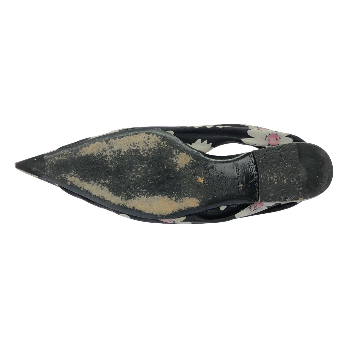 Balenciaga Flower Satin Sling Back Flat Shoes Black — view 4