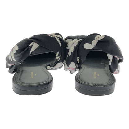 Balenciaga Flower Satin Sling Back Flat Shoes Black — view 3