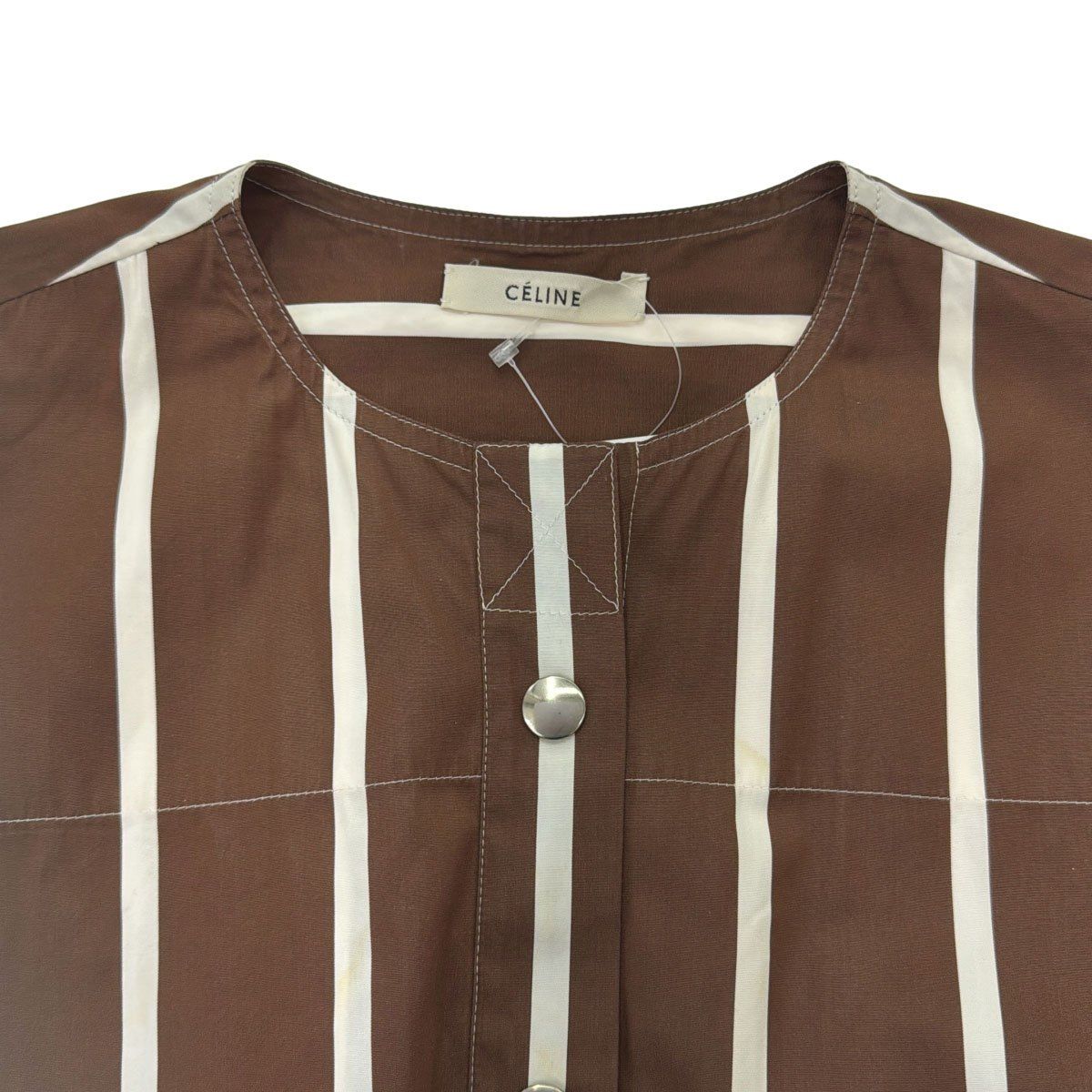 Celine by Phoebe Philo Striped Maxi Dress 2 Brown White 36 — view 4