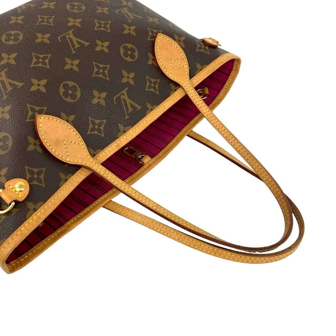Louis Vuitton Neverfull PM Monogram Logo Pattern Leather Tote Brown — view 4