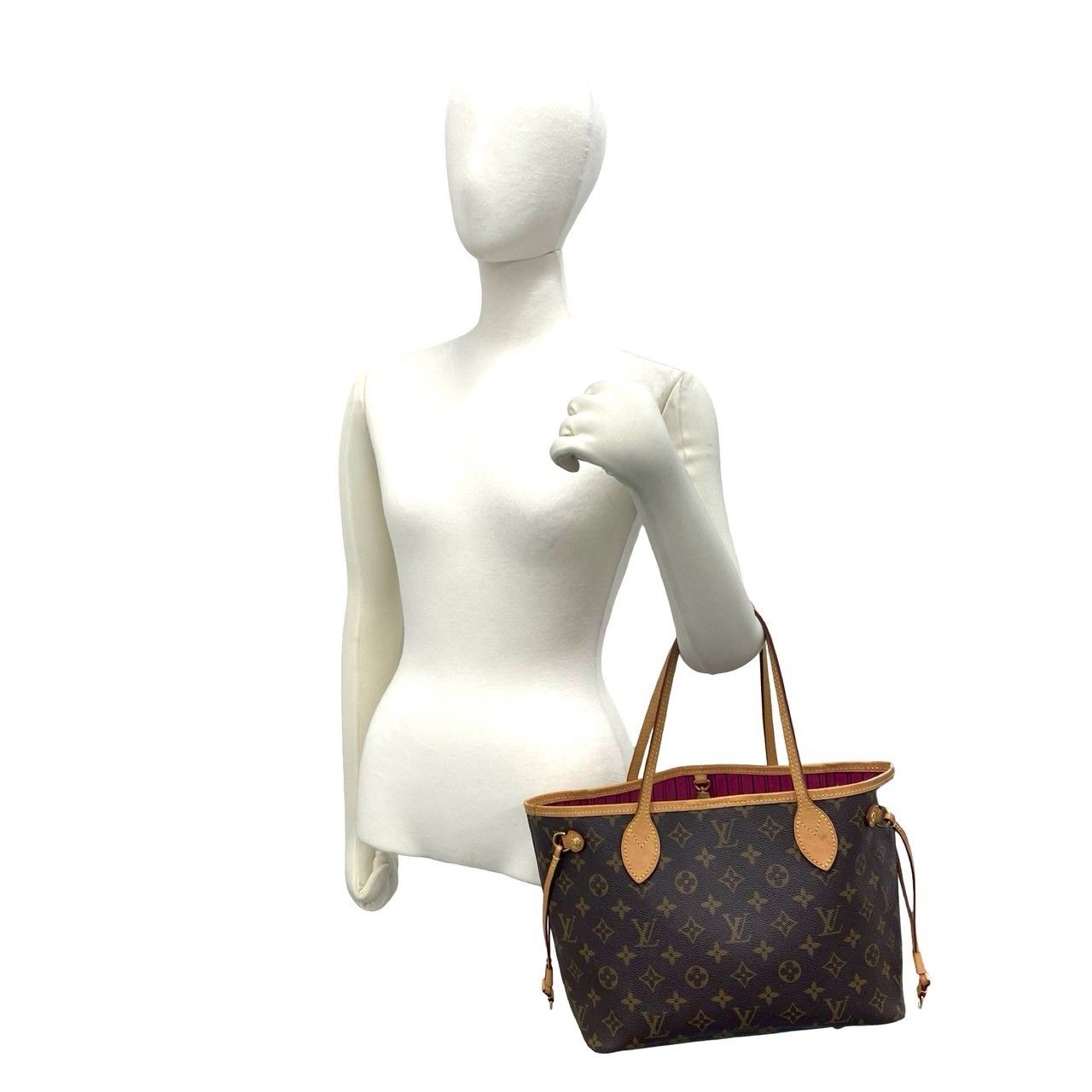 Louis Vuitton Neverfull PM Monogram Logo Pattern Leather Tote Brown — view 2