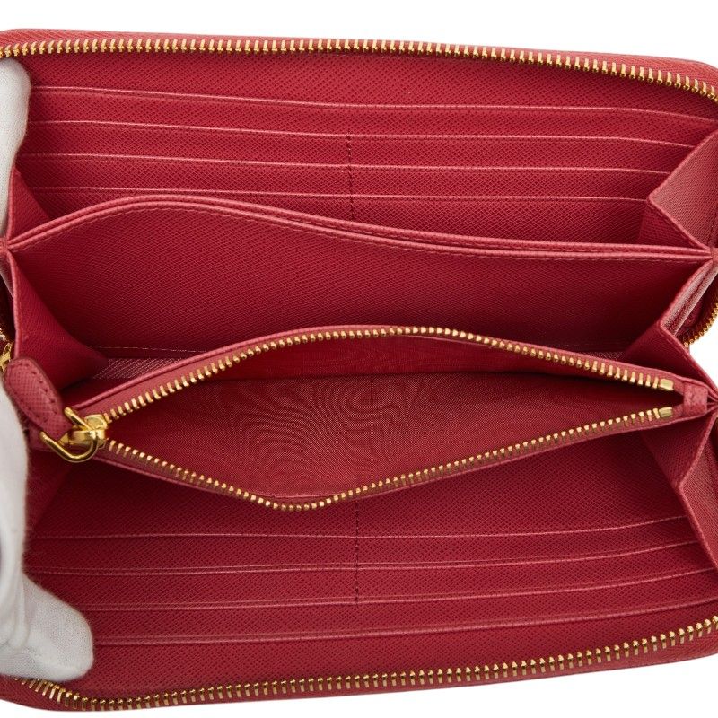 Prada Zip Around Wallet Peonia Pink Saffiano Leather — view 7