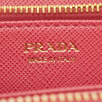 Prada Zip Around Wallet Peonia Pink Saffiano Leather — view 9