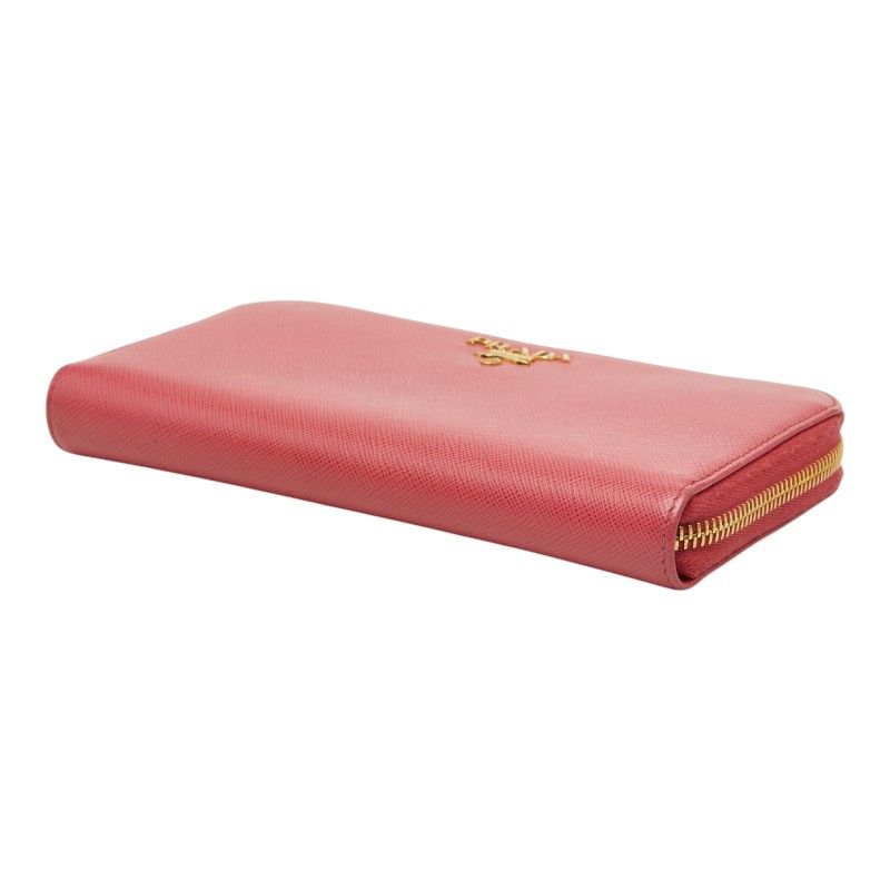 Prada Zip Around Wallet Peonia Pink Saffiano Leather — view 4