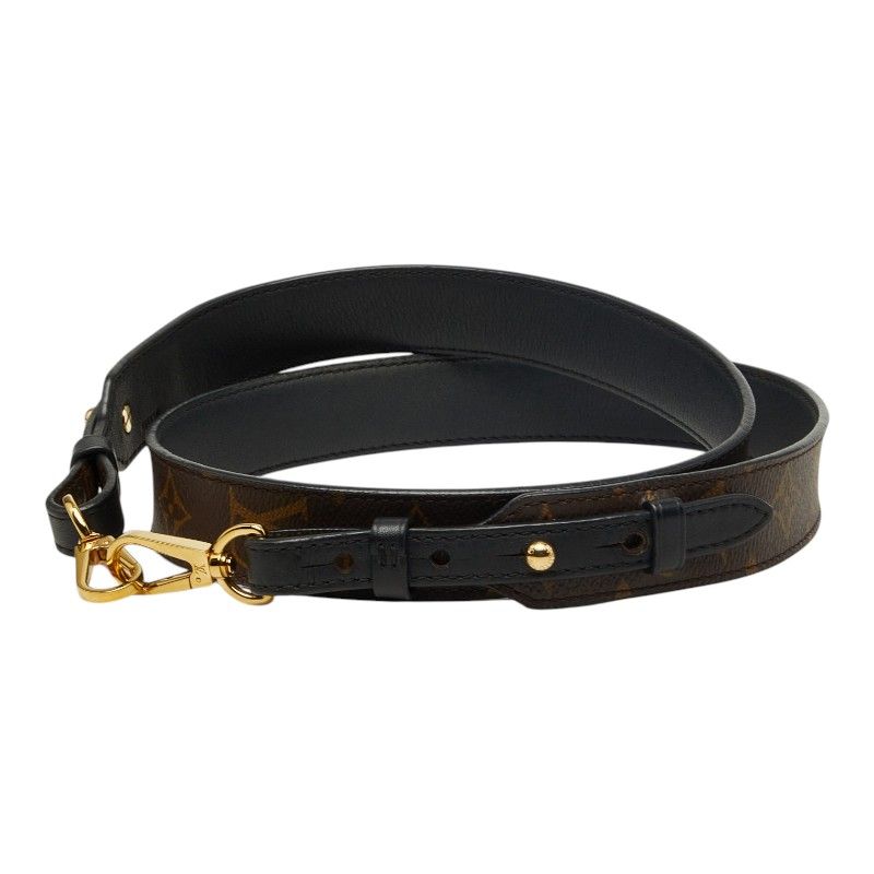 Louis Vuitton Monogram Shoulder Strap Brown Black Leather — view 2