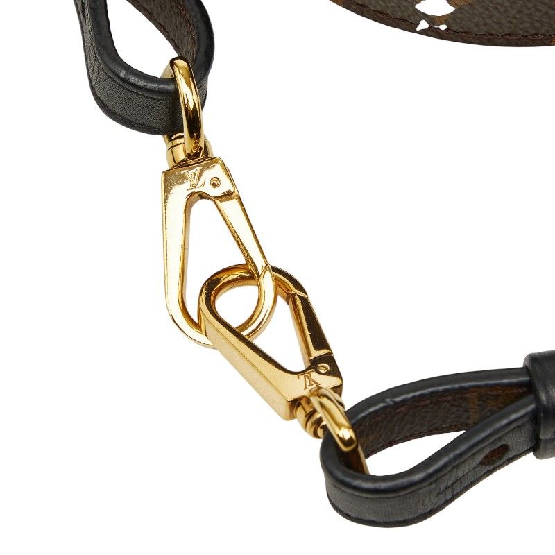 Louis Vuitton Monogram Shoulder Strap Brown Black Leather — view 4