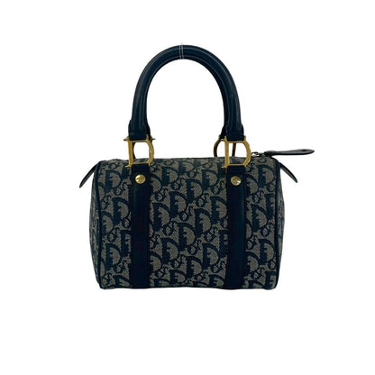 Dior Trotter Logo Pattern Canvas Leather Mini Boston Bag Navy — view 3