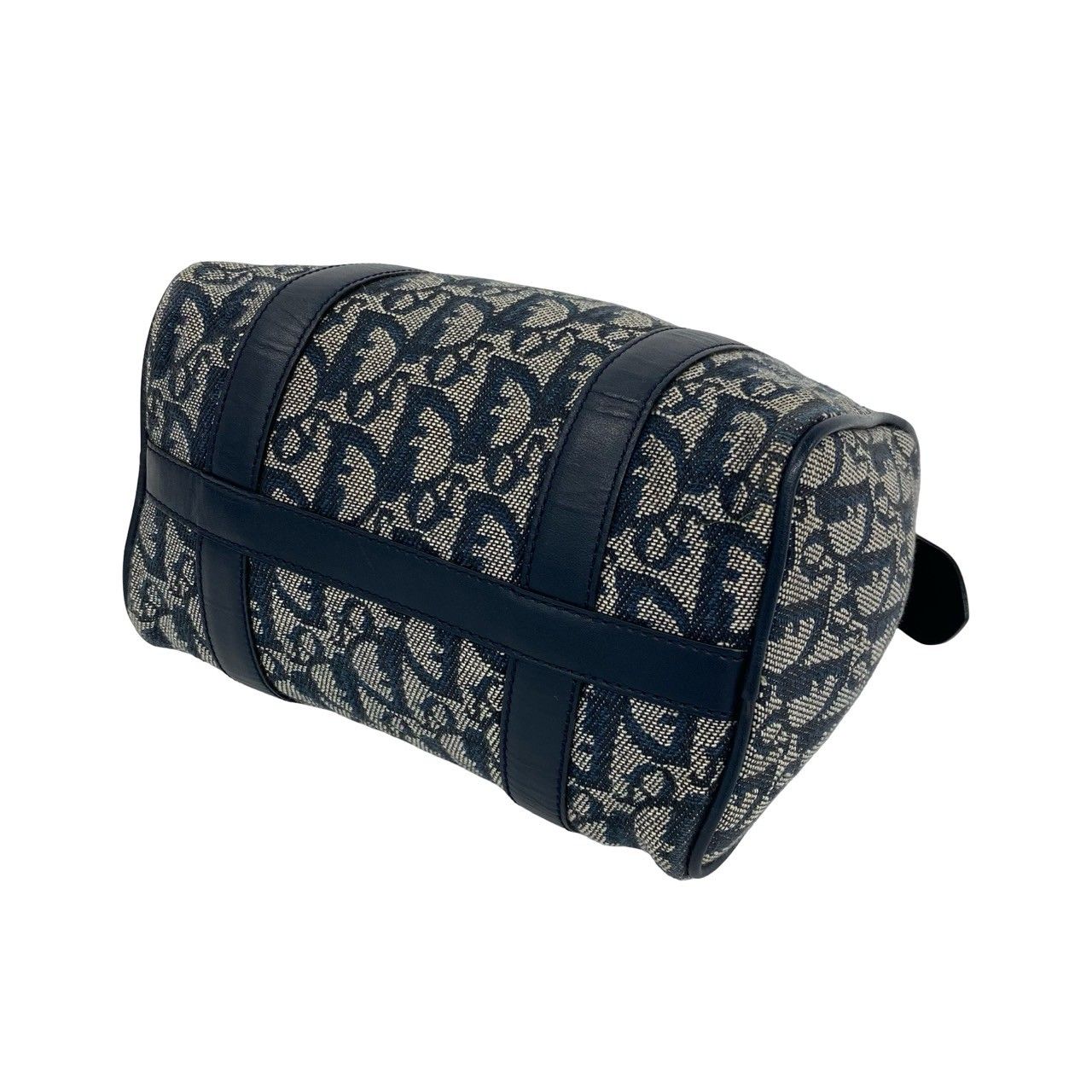 Dior Trotter Logo Pattern Canvas Leather Mini Boston Bag Navy — view 8