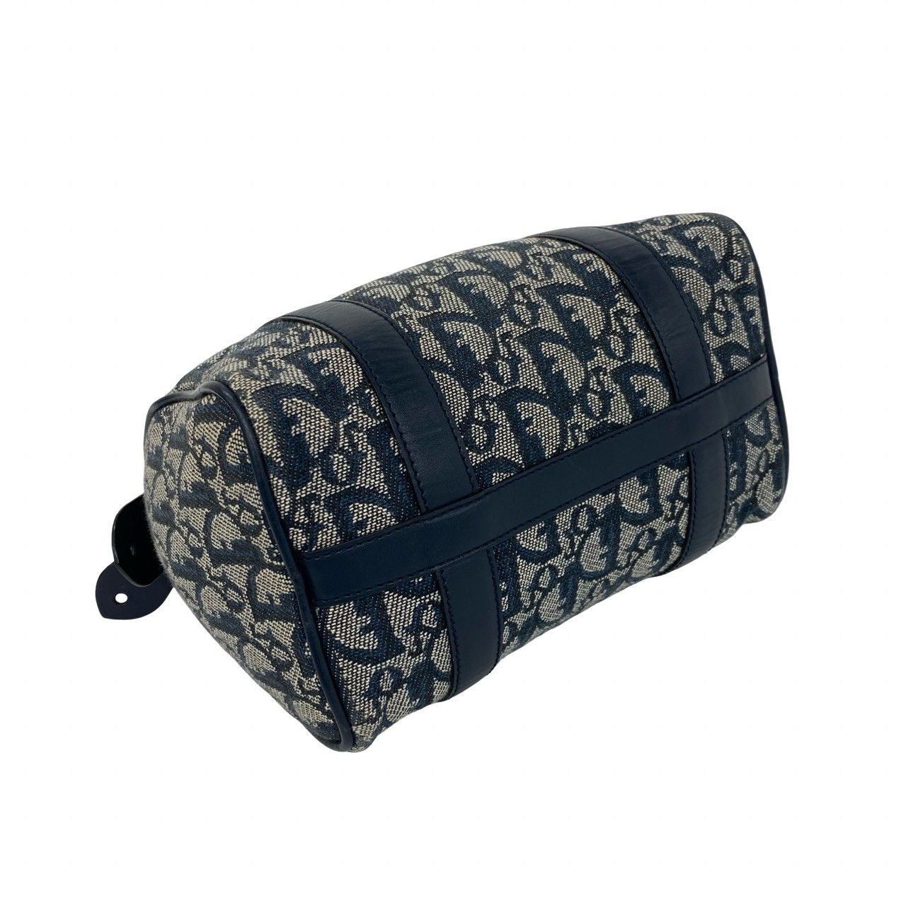 Dior Trotter Logo Pattern Canvas Leather Mini Boston Bag Navy — view 7