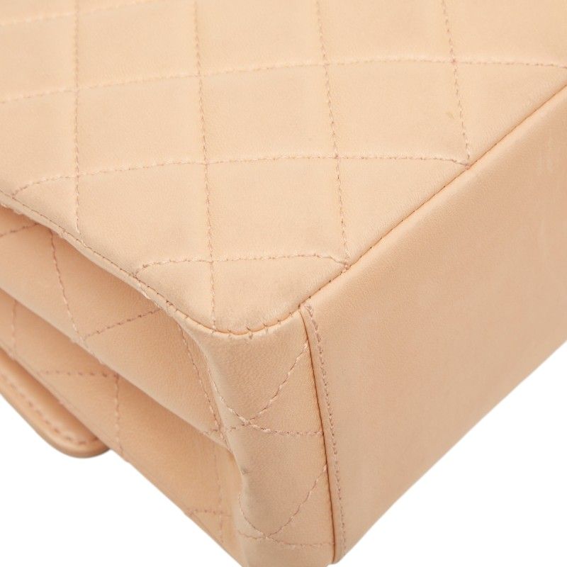 Chanel Quilted CC Logo Chain Shoulder Bag Pink Beige Lambskin Plastic — view 7