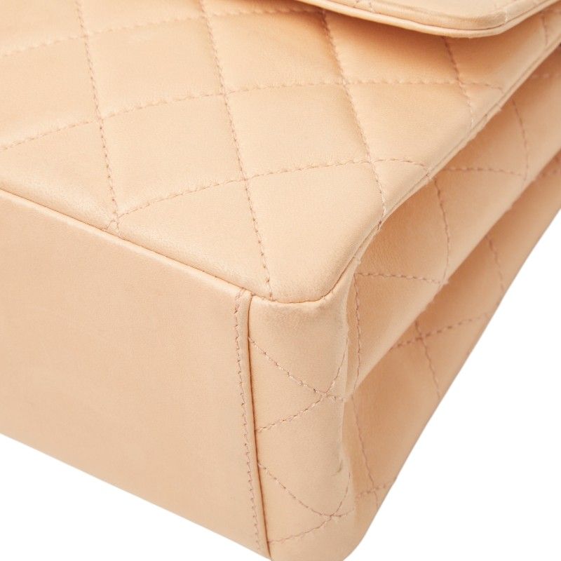 Chanel Quilted CC Logo Chain Shoulder Bag Pink Beige Lambskin Plastic — view 4